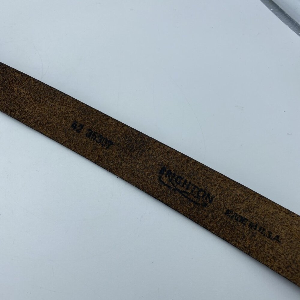 Brighton Brown Genuine Leather Belt 35307 Men's Size 42 Made In USA - Picture 7 of 11
